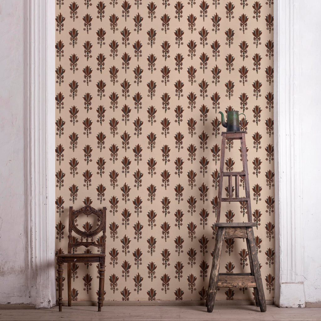 Antiquity hand-painted botanical wallpaper on organic non-woven fibre by Otea