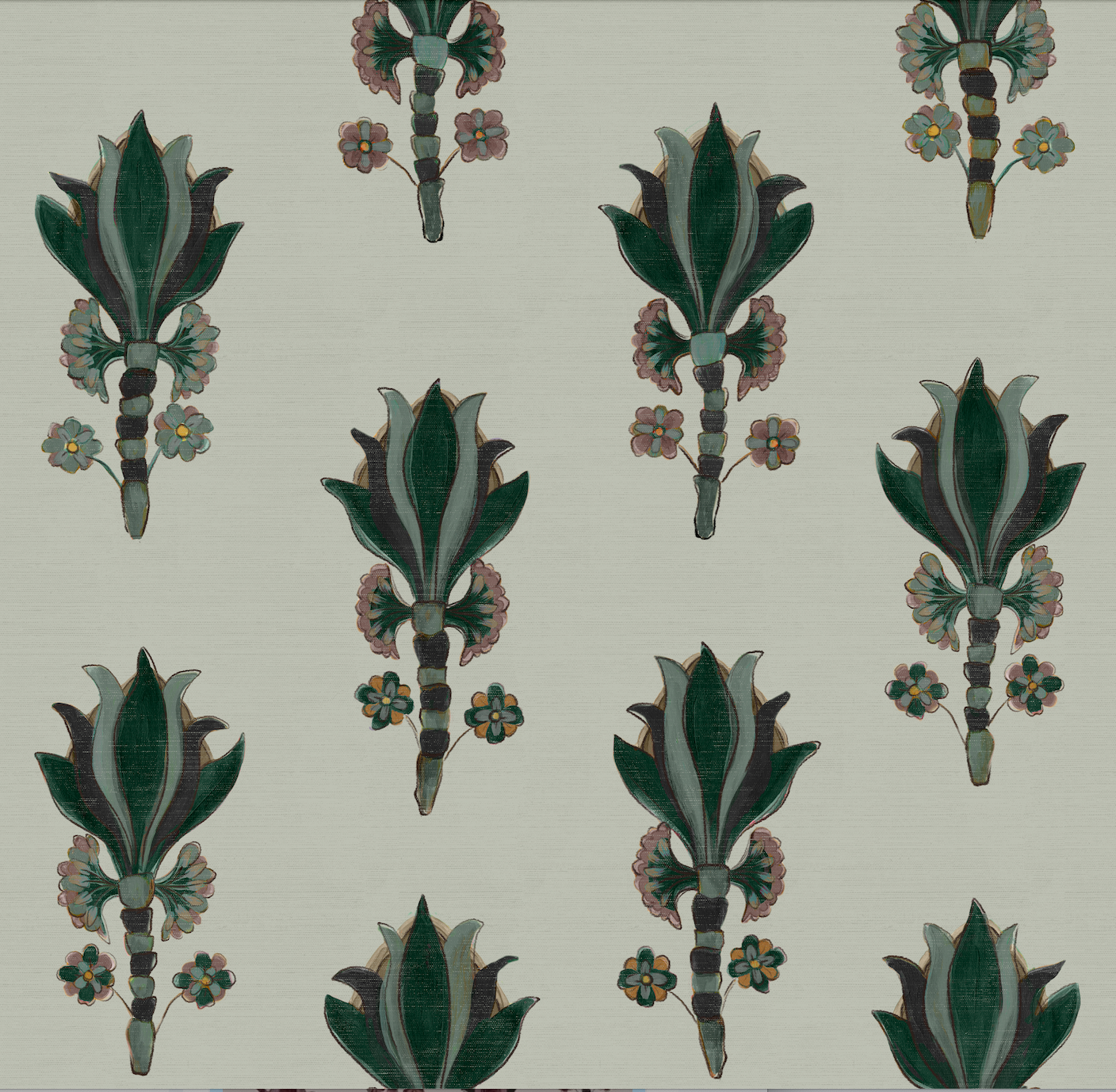 Antiquity hand-painted botanical wallpaper on organic non-woven fibre by Otea