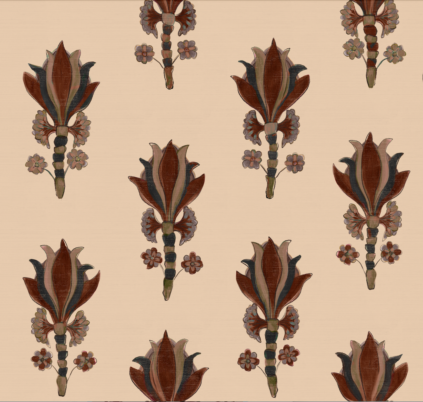 Organic wallpaper with refined hand-painted botanical artwork