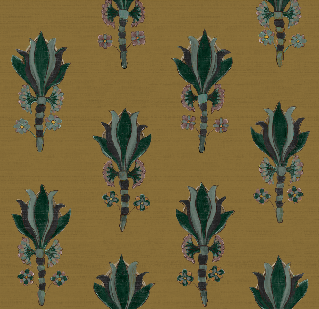 Antiquity hand-painted botanical wallpaper on organic non-woven fibre by Otea