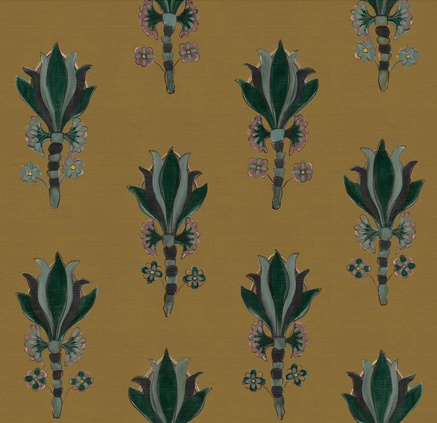 Antiquity hand-painted botanical wallpaper on organic non-woven fibre by Otea