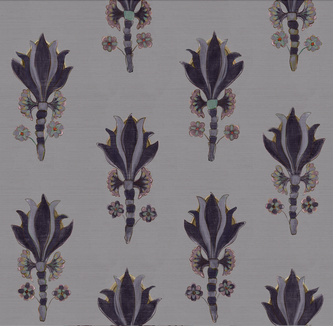 Eco-friendly wallpaper featuring hand-painted botanical design