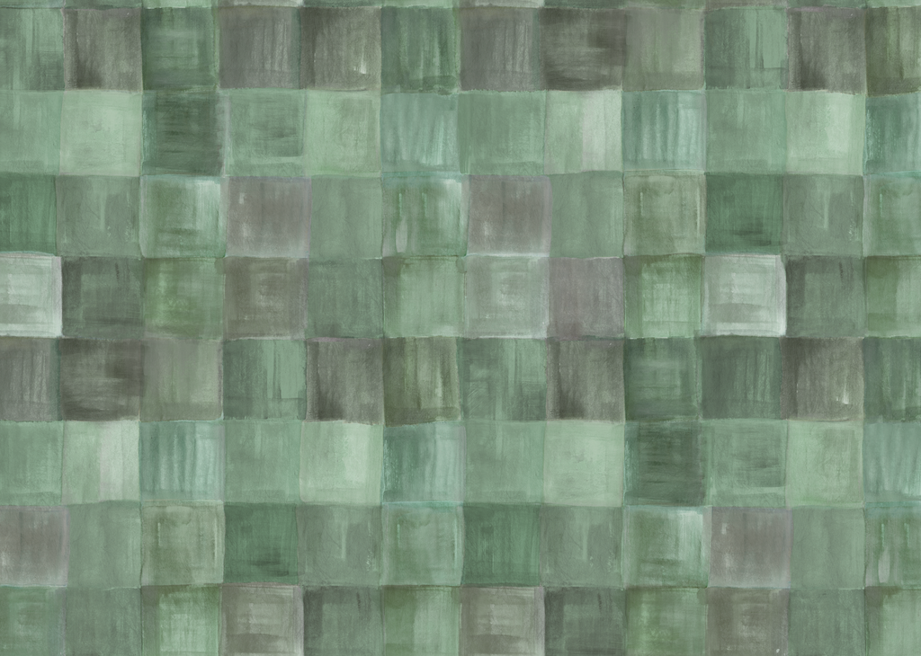 Eco-friendly non-woven fibre wallpaper with tonal check pattern