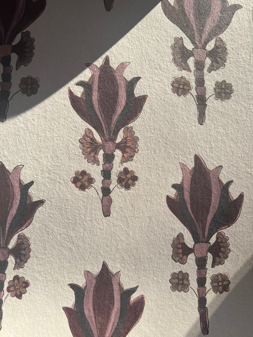 Organic wallpaper with refined hand-painted botanical artwork