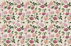 Rose fabric in July — hand-painted botanical rose print on Belgian linen and cotton, OTEA Textiles