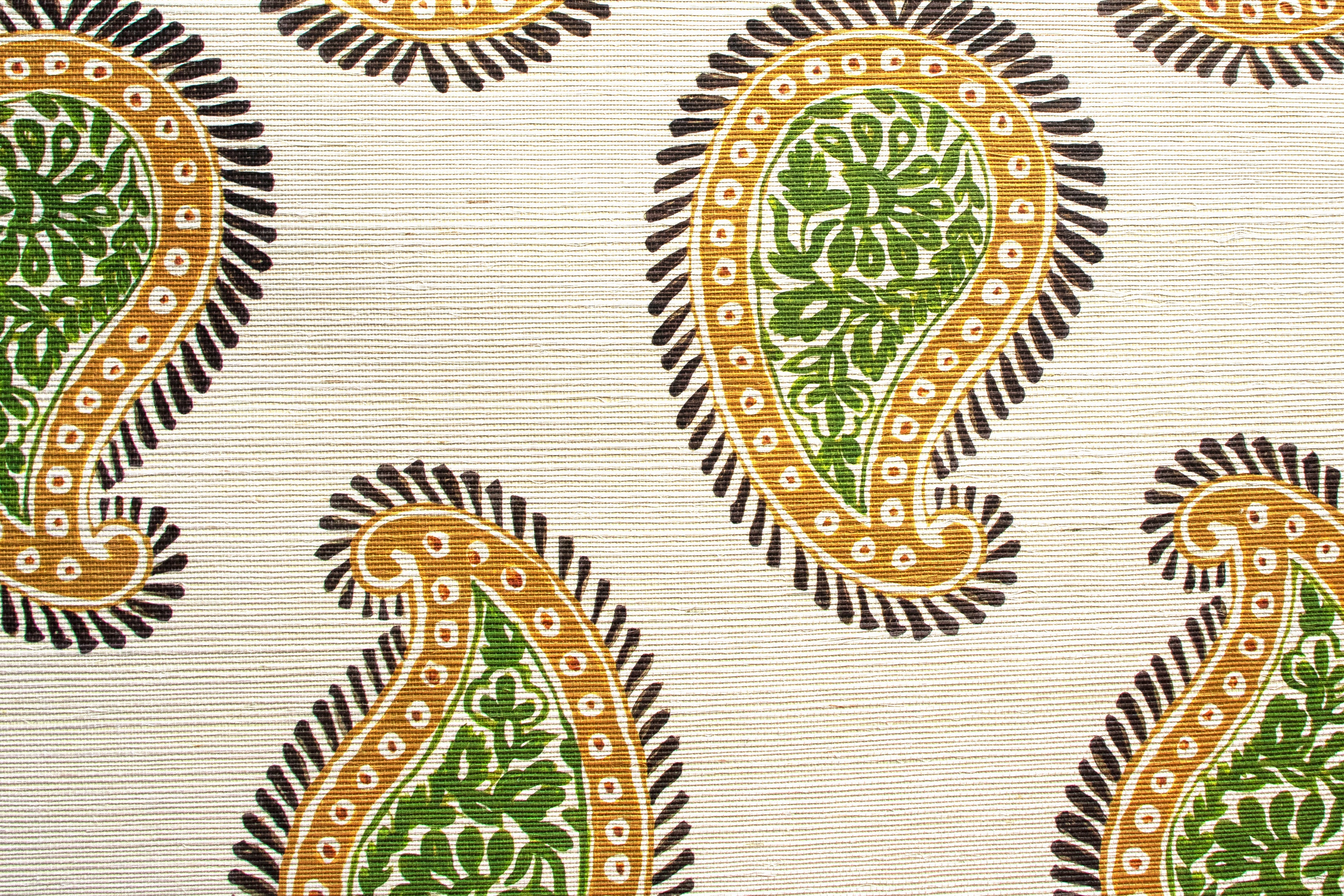 Artistic paisley wallcovering with organic texture and painterly detail