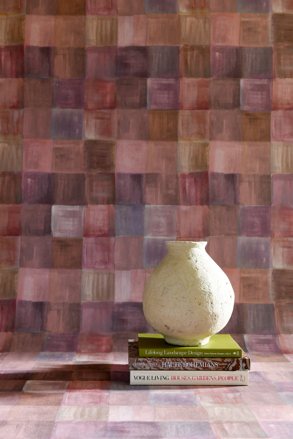 Painterly plaid wallpaper with soft brushstroke texture by Otea