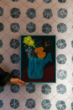 Suzani Wallpaper Rimini on organic grasscloth by Otea