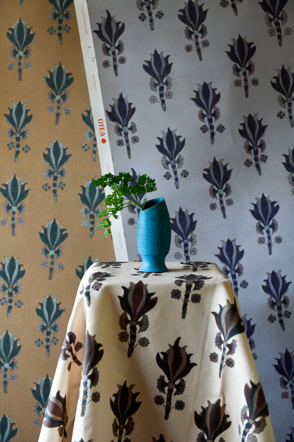 Organic wallpaper with refined hand-painted botanical artwork