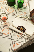 cross stitch embroidered old world tablecloth