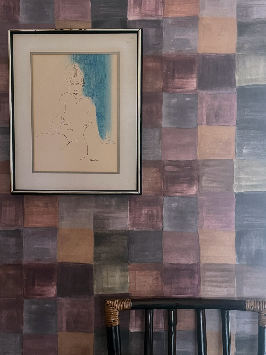 Painterly plaid wallpaper with soft brushstroke texture by Otea