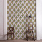 Artistic paisley wallcovering with organic texture and painterly detail