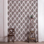 Artistic paisley wallcovering with organic texture and painterly detail