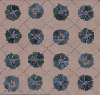 Close-up of hand-painted Suzani floral motifs wallpaper