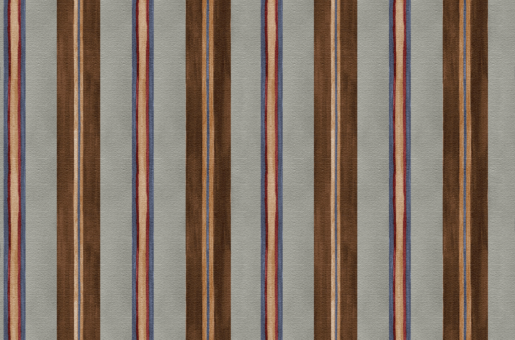 Marconi Stripe fabric in River Ave — hand-painted striped pattern inspired by a social gathering room on Belgian linen and cotton, OTEA Textiles