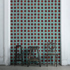 Sustainable wallpaper featuring bold Suzani hand-painted pattern