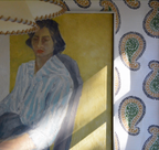 Artistic paisley wallcovering with organic texture and painterly detail