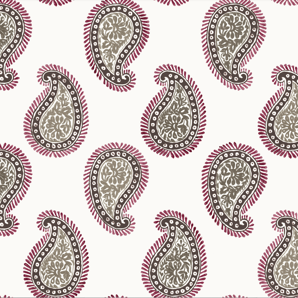 Artistic paisley wallcovering with organic texture and painterly detail