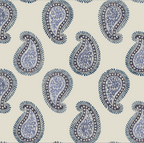 Large-format paisley wallpaper with hand-painted botanical art