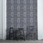 Luxury organic wallpaper inspired by vintage silk scarf design