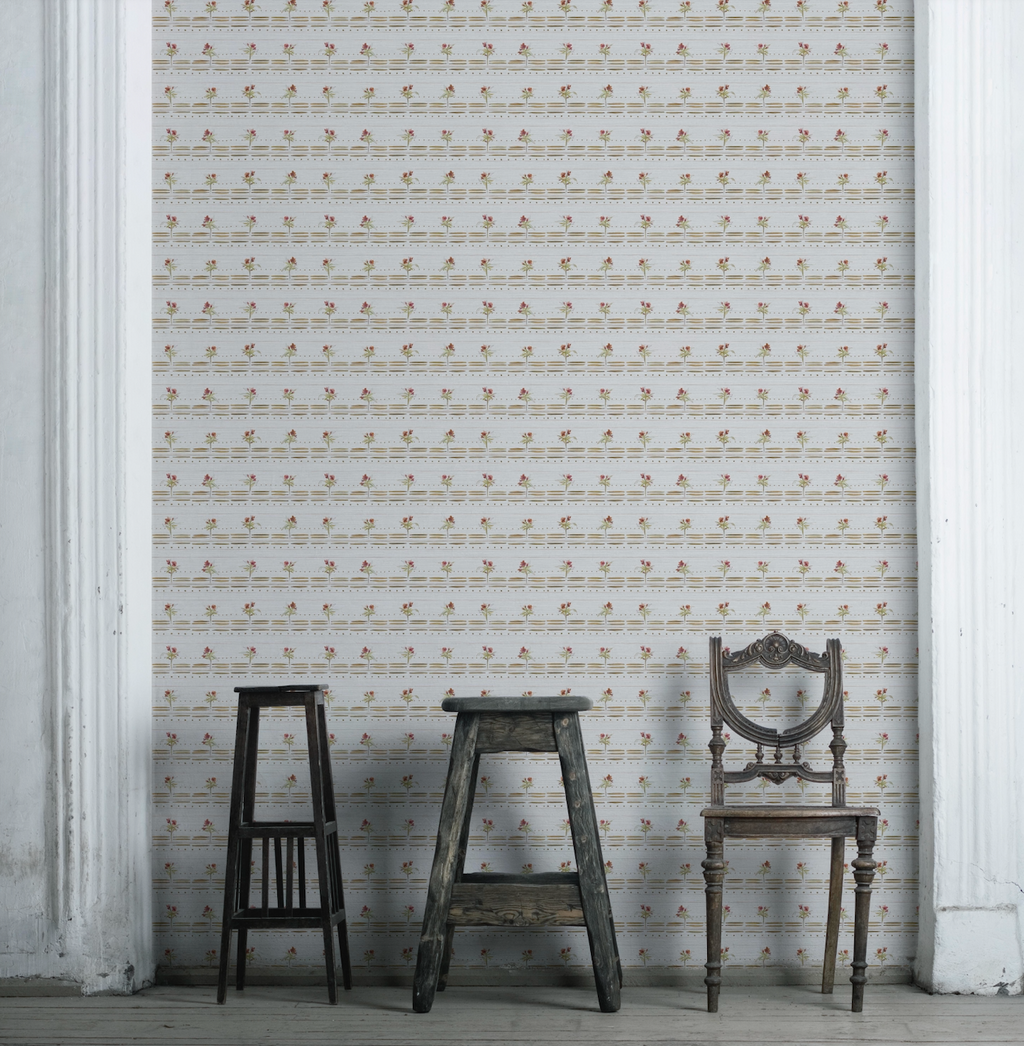 Sustainable botanical wallpaper featuring oleander blossoms