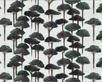 Sustainable wallpaper featuring Roman pine tree motif