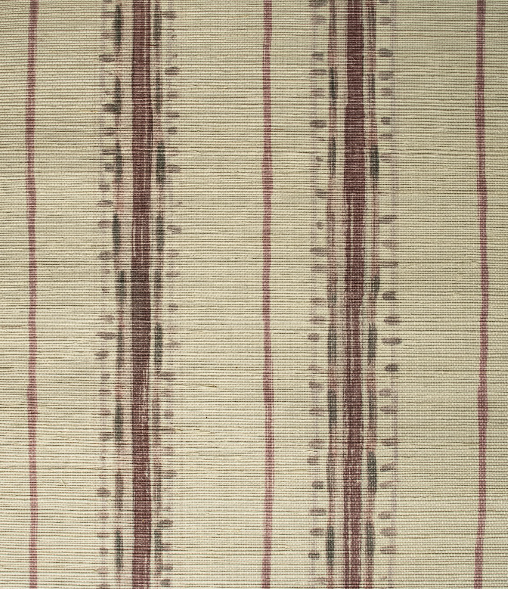 Sustainable grasscloth wallpaper featuring painterly stripes