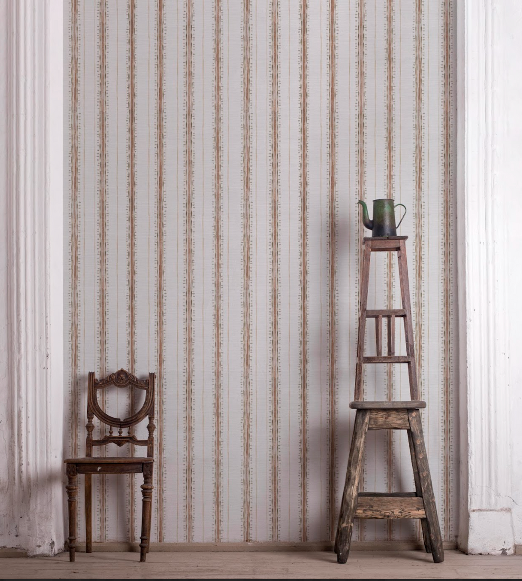 Hand-painted striped wallpaper with organic brushstroke lines