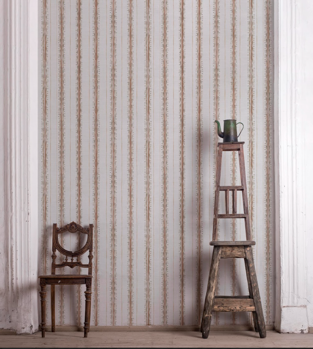 Hand-painted striped wallpaper with organic brushstroke lines