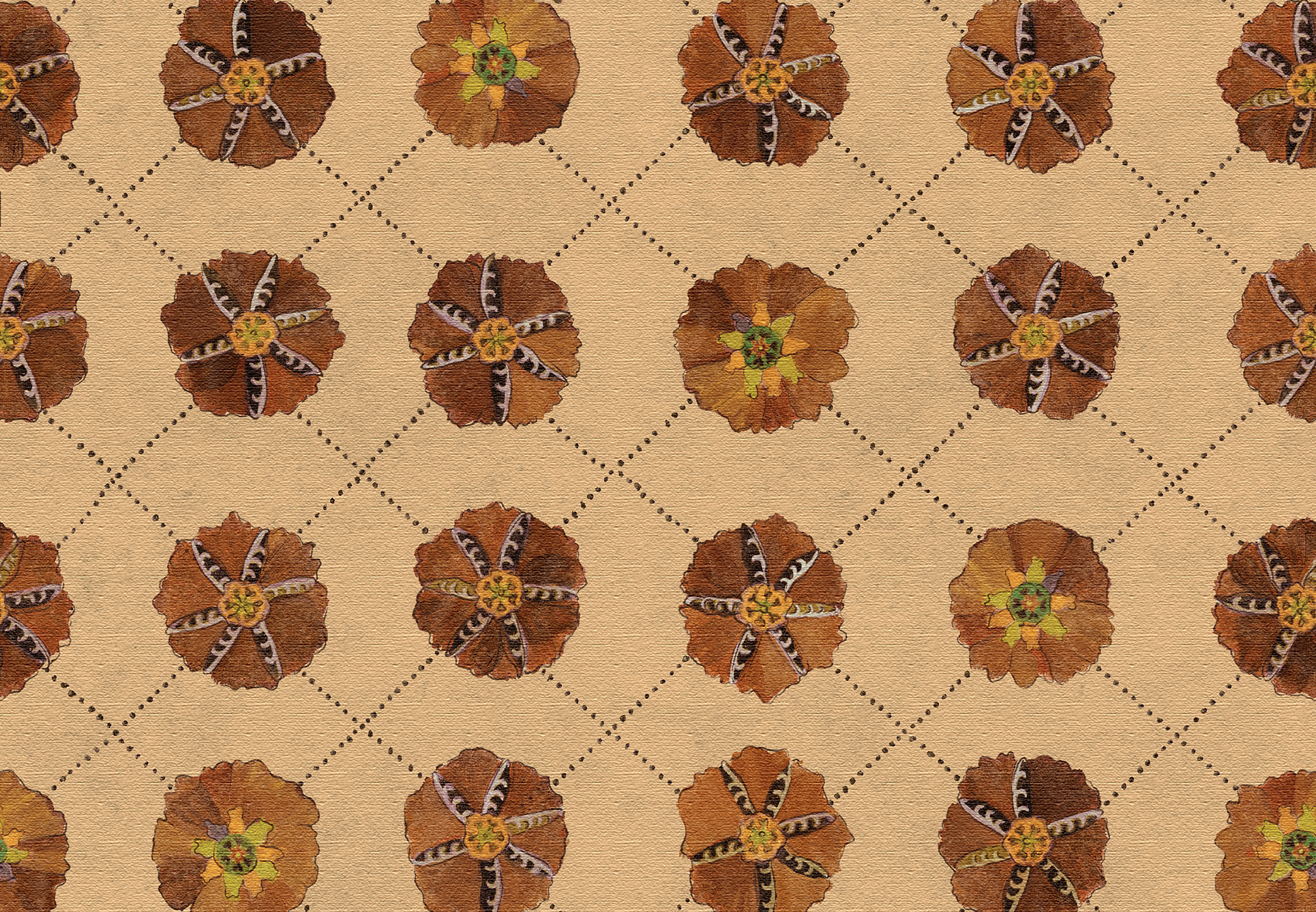 Suzani Fabric, Spicy Sand