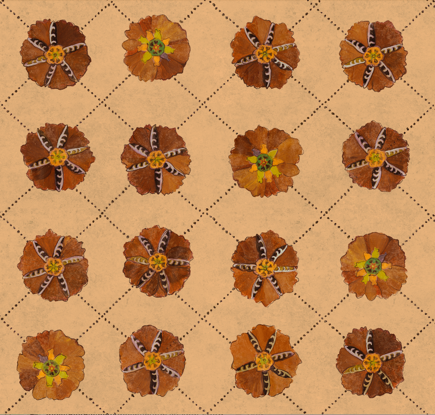 Suzani Wallpaper, Spicy Sand