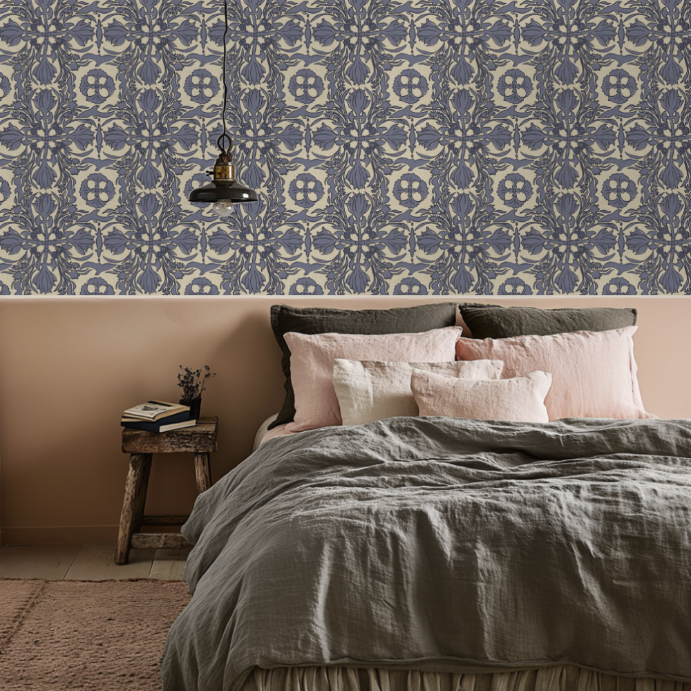 Vintage Scarf Wallpaper, Dragonflies